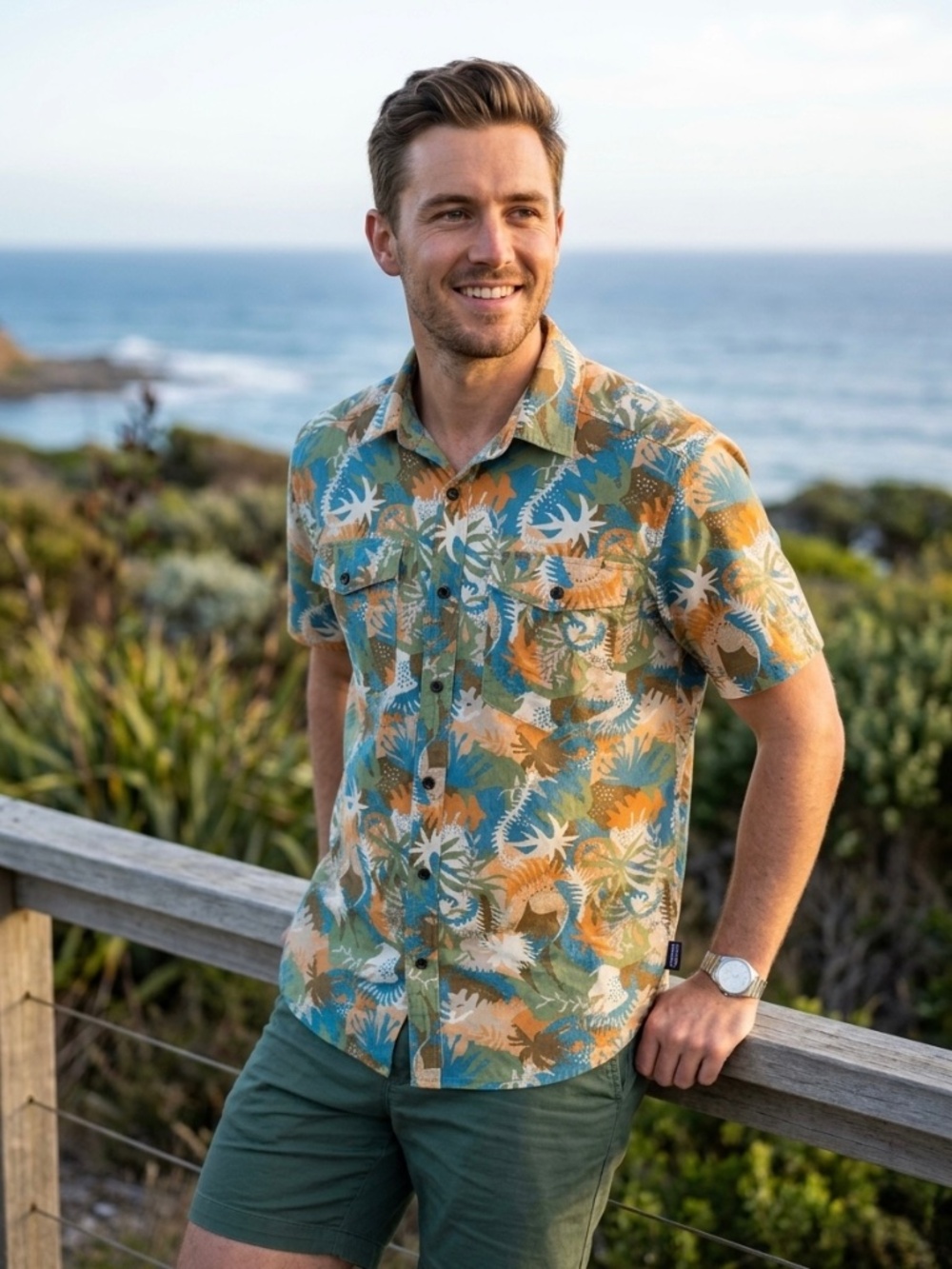 Patagonia,  Mens Organic Cotton,  Short Sleeve Shirt, S,  Paradise Floral